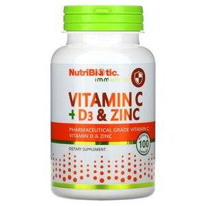 Nutribiotic Vitamin C + D3 & Zinc (100 Caps)